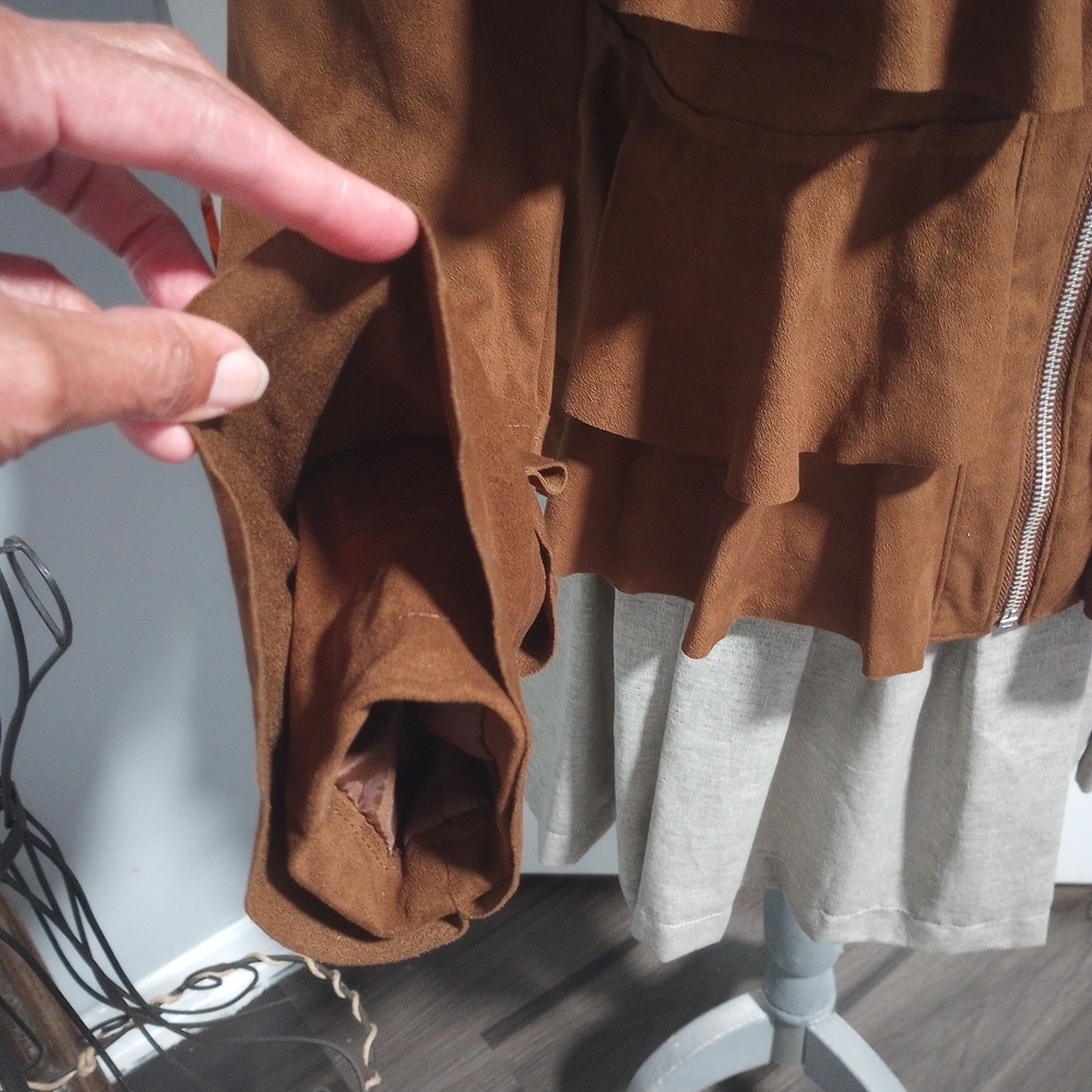 INC Brown Faux Suede Jacket - Picture 7 of 9